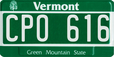 VT license plate CPO616