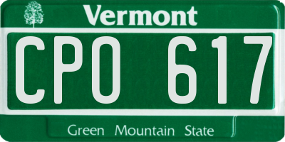 VT license plate CPO617