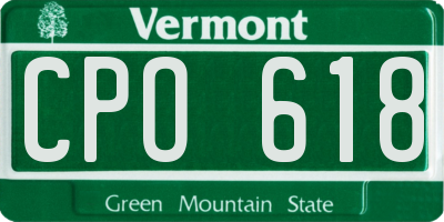VT license plate CPO618