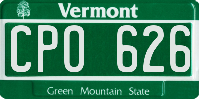 VT license plate CPO626