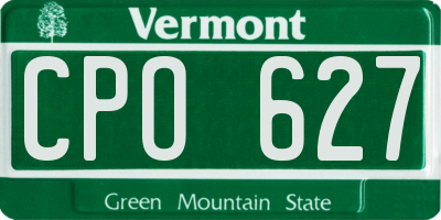 VT license plate CPO627