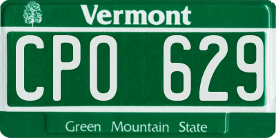 VT license plate CPO629