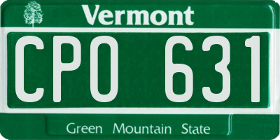 VT license plate CPO631