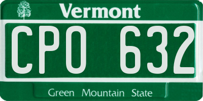 VT license plate CPO632