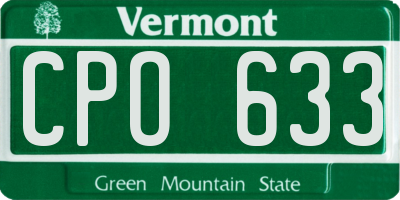 VT license plate CPO633