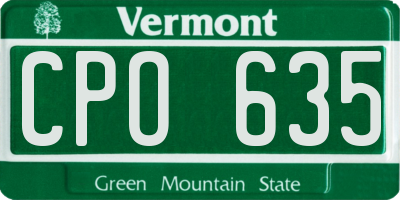 VT license plate CPO635