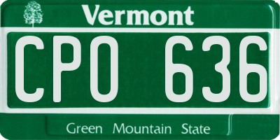 VT license plate CPO636