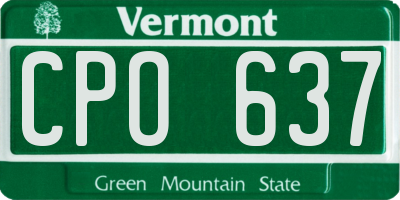 VT license plate CPO637