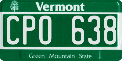 VT license plate CPO638