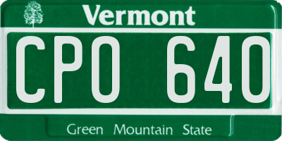 VT license plate CPO640