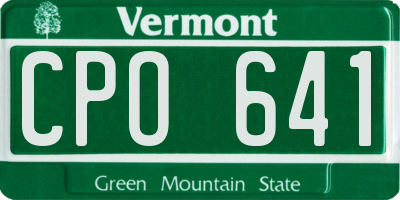 VT license plate CPO641