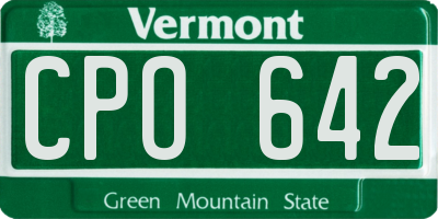 VT license plate CPO642