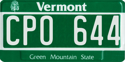 VT license plate CPO644