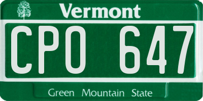 VT license plate CPO647