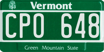 VT license plate CPO648