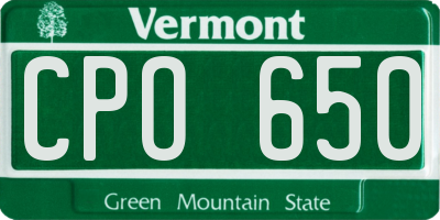 VT license plate CPO650