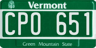VT license plate CPO651
