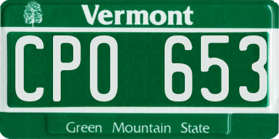 VT license plate CPO653