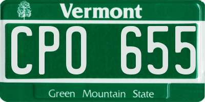 VT license plate CPO655