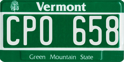 VT license plate CPO658