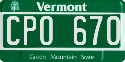 VT license plate CPO670