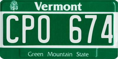 VT license plate CPO674
