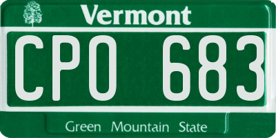 VT license plate CPO683