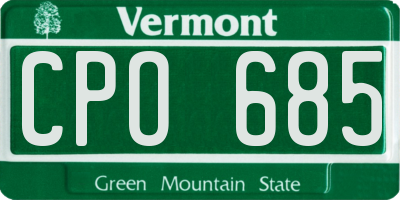VT license plate CPO685