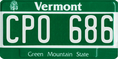 VT license plate CPO686