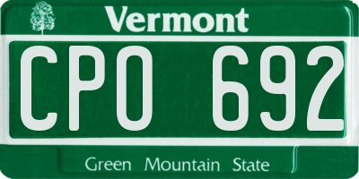 VT license plate CPO692