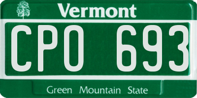 VT license plate CPO693