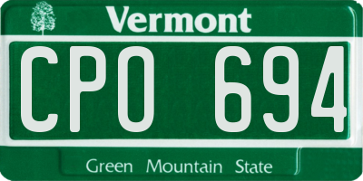 VT license plate CPO694