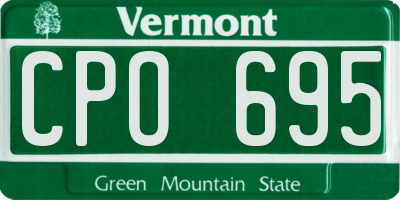 VT license plate CPO695