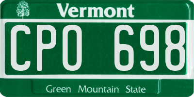 VT license plate CPO698
