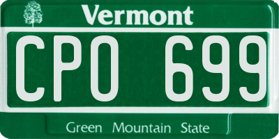 VT license plate CPO699