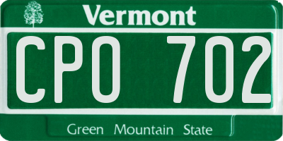 VT license plate CPO702
