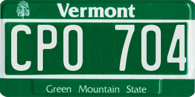 VT license plate CPO704