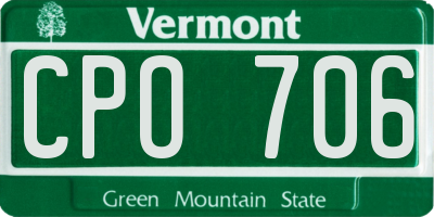 VT license plate CPO706
