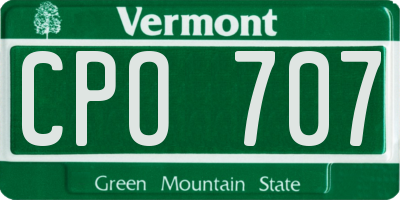 VT license plate CPO707