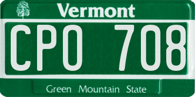 VT license plate CPO708