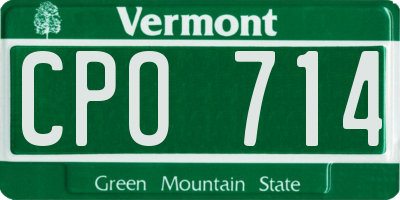 VT license plate CPO714