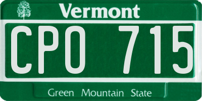 VT license plate CPO715