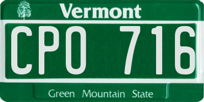 VT license plate CPO716