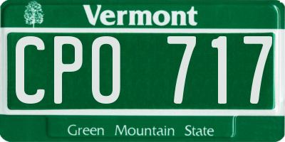 VT license plate CPO717
