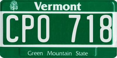 VT license plate CPO718