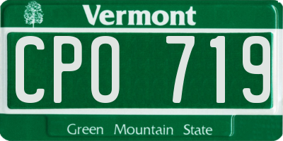 VT license plate CPO719