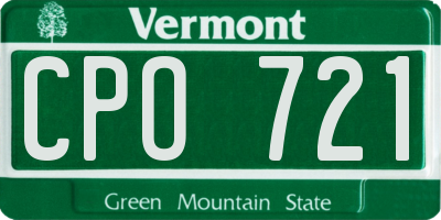 VT license plate CPO721