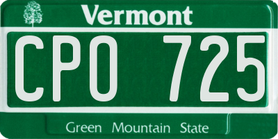 VT license plate CPO725