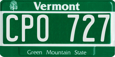 VT license plate CPO727