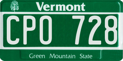 VT license plate CPO728